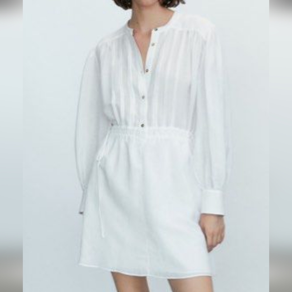 Massimo Dutti Linen Blend Peasant Dress 6637 - Picture 13 of 14